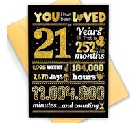 TOPWAYS 21st Birthday Card, You Have Been Loved for 21 Years Happy Birthday Cards, Funny Gifts Greeting Card, 21st Anniversary Card with Envelope, Black Gold Birthday Gift for Boys Girls (21 years)