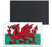 TOPWAYS 2PCS British Union Jack Patch United Kingdom Flag Patch Tactical Patches Hook and Loop Applique for Backpack Hat Jacket Jeans Travel (Wales, Hook and Loop)