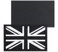 TOPWAYS 2PCS British Union Jack Patch United Kingdom Flag Patch Tactical Patches Hook and Loop Applique for Backpack Hat Jacket Jeans Travel (UK Black White, Hook and Loop)