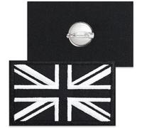 TOPWAYS 2PCS British Union Jack Patch United Kingdom Flag Patch Tactical Patches Hook and Loop Applique for Backpack Hat Jacket Jeans Travel (UK Black White, Pins)