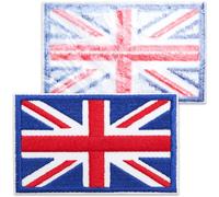 TOPWAYS 2PCS British Union Jack Patch United Kingdom Flag Patch Tactical Patches Hook and Loop Applique for Backpack Hat Jacket Jeans Travel (UK, Hot-melt Adhesive)