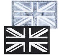 TOPWAYS 2PCS British Union Jack Patch United Kingdom Flag Patch Tactical Patches Hook and Loop Applique for Backpack Hat Jacket Jeans Travel (UK Black White, Hot-melt Adhesive)