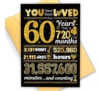 TOPWAYS 60th Birthday Card, You Have Been Loved for 60 Years Happy Birthday Cards, Funny Gifts Greeting Card, Anniversary Card with Envelope, Black Gold Birthday Decorations for Men Women (60 years)