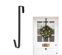 TOPWAYS Christmas Wreath Hanger for Front Door, 38cm Metal Over Door Hanger, Snowflakes and Xmas Tree Hook for Christmas Party, Home Office Wall, Wedding Decoration (Black)