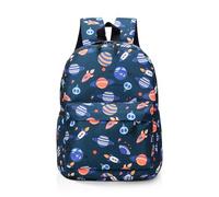 TOPWAYS Cute Backpack School Bag, Multifunctional storage Waterproof Nylon Large Rucksack Elementary Schoolbag Book Casual Daypack for Girls Boys 3-8 years old (Navy Blue Rocket)