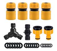 Topways® Garden Hose Connectors Fitting Set | Hose End quick Connector, 2 in1 Threaded Tap , Double Male Snap Connector, Y Splitter, Hose Washer & O rings Spares Kit