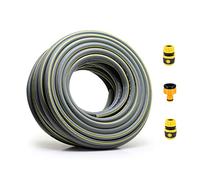 Topways Garden Hose Pipe, 20M/65Ft 1/2" Anti-Kink 3 Layers Thicker Reinforced Explosion Proof Outdoor Water Pipes Including 2 in 1 Faucet Adapter, Hose End Quick Connector