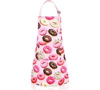 TOPWAYS Kids Aprons, Adjustable Children Chef Apron Outfit Costume with 2 Pockets, Kitchen Apron for Baking Cooking Painting (Pink Donut, M)