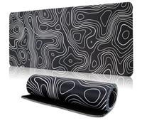 TOPWAYS Mouse Mat Mouse Pad, Large Desk Mat Gaming Mouse Pad Keyboard Mat Desk Pad Mousemat Extend Long Mouse Mat for Keyboard and Mouse 800 x 300 x 3mm (Black Topographic)
