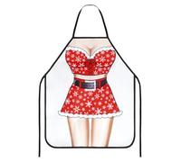 TOPWAYS Novelty Funny Apron, Kitchen Chef BBQ Baking Aprons for Men, Cooking Sexy Aprons Pinafore for Women, Prank Dress Joker Pinny Bib Secret Santa Funny Gifts (Christmas Beauty)
