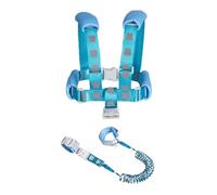 TOPWAYS Toddler Reins, Boy Girls Baby Walking Harness, 3in1 Toddler Anti Lost Leash with Lock and Reflective Anti Lost Safety Wrist Link Belt (Rabbit Reins Blue 1.5m)