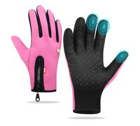 TOPWAYS Winter Gloves for Men and Women, Touch Screen Anti-slip Lightweight Gloves Liners -Slip Silicone Gel - Elastic Cuff - Thermal Soft, for Cycling Biking Sporting Running Climbing (Pink, XL)
