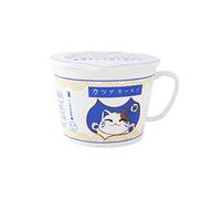 TOPWCK 34oz Large Microwavable Ceramic Ramen Bowl with Lid, Handle, Cute Anime Japanese Instant Noodle Cooker Soup Bowl, Gift for Teens Kids (LUCKYCAT-BW)