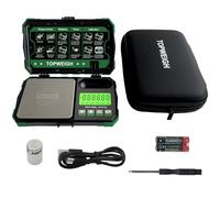 TOPWEIGH Pocket Scale, Dual Powered, Precision Gram Jewelry Scale with Zipper Case, Digital Small Coin Scale, Large Backlight Display, 500g x 0.01g, 6 Weighing Units,Cal Weight, USB Cable Included