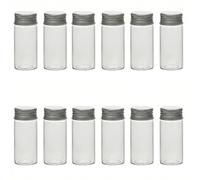 TOPWEL 12PCS 30ml Vials Clear Glass Bottles Sample Empty Candy Jars with Aluminum Screw Lids Refillable Mini Container Storage Wishing Message Bottle Jewelry Beads Favors