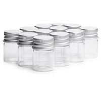 TOPWEL 12PCS 5ml Vials Clear Glass Bottles Sample Empty Candy Jars with Aluminum Screw Lids Refillable Mini Container Storage Wishing Message Bottle Jewelry Beads Favors