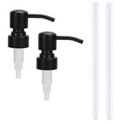 TOPWEL 2 Pack Stainless Steel Soap Dispenser Pump Replacement, Matte Black, Fits 1.04-1.08 Inch Bottles, Leak Proof, Easy to Use