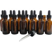 TOPWEL 20ml 12pcs Amber Glass Essential Oil Bottle with Glass Dropper