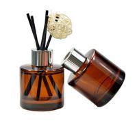 TOPWEL 2PCS 50ml/1.6oz Empty Glass Diffuser Bottle Diffuser Jars Aromatherapy Storage Container Fragrance Accessories Use for DIY Replacement Reed Diffuser Sticks Decor (Amber)