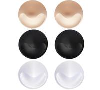 TOPWEL 3 Pairs Round Bra Pads Removable Inserts Sport Bra Cups Bra Inserts Bust Enhancer Invisible Padded Bra Cups for Bikini Top Swimsuit Dresses (Skin/Black/White)