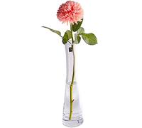 TOPWEL Hand-Made Blown Art Bud Glass Vase, Clear, Hourglass, 25cm, Single Stem Vase for Flower and Office Decor