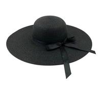 TOPWEL Womens Straw Hat Wide Brim Large Floppy Foldable Roll-Up Beach Sun Hat Packable Cap Summer Hat Beachwear with Adjustable Strap (Black)