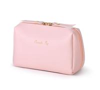 Topwey Makeup Bag, Travel Essentials Cosmetic Bags for Women, Waterproof Portable Pouch travel toiletry bag with Divider, Pink, S, Elegant