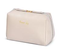 Topwey Makeup Bag, Travel Essentials Cosmetic Bags for Women, Waterproof Portable Pouch travel toiletry bag with Divider, Khaki, L, Elegant