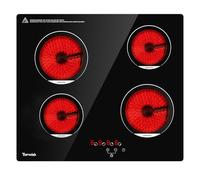 TOPWISH 24 Inch Electric Cooktop 4 Burners, Drop-in Ceramic Cooktop, 6000W Radiant Electric Stove Top with Touch Control, Safety Lock, Timer, 220-240v, Hard Wired