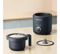 TOPWIT - Small Rice Cooker - 2 Cups Uncooked - 1.2L Mini Rice Cooker with Non-Stick Coating, BPA Free, Portable Rice Maker with One Touch and Keep Warm Function, Gray