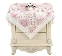 Topwon Bedside Tablecloth Mat Dustproof Cover Fresh Pastoral Style Night Stand Table Cover (Pink)