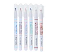 Topwrite Set of 6 Double Line Fine Point 0.5mm Ballpoint Pens, White