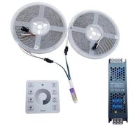 TOPXCDZ 10M 20M 30M 40M Running Water Flowing LED Strip Light DC24 WS2811 SMD2835 Horse Race Pixel Addressable Flexible Linear Lamp (White, 2 * 10M Strip+Controller+Power)