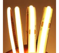 TOPXCDZ 3mm 5mm 8mm 10mm COB LED Strip 12V 24V Dimmable 3000K 4000K 6000K High Density Flexible LED Light for Home Decor RA90 LED Strip Lights (Warm White, DC12V 5MM 384LEDs)