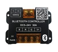 TOPXCDZ Bluetooth 30A LED Controller DC5-24V Smart Dimmer with Timer, 16M Colors, Music Sync & Mic Mode for 5050 3528 RGB LED Light Strip, iOS/Android App Control