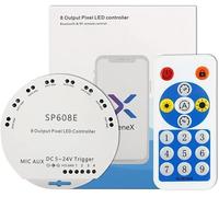 TOPXCDZ SP608E DC5V-24V WS2812B Music Controller WS2811 WS2815 8CH Signal LED Light Strip Built in Mic iOS Android Bluetooth