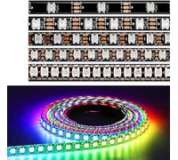 TOPXCDZ WS2812B WS2812 Digital Flexible Individually Addressable Pixel Led Strip RGB LED Strip 30/60/74/96/144Pixel/Leds/M Tape Light 5V (Black PCB Ip65, 5M 60LED/M)