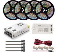 TOPXCDZ WS2812B WS2812 IndividuaIIy AddressabIe RGB Led Strip Light 20m Kit DC5V Led Transformer Power SuppIy SP108E WiFi ControIIer (IP67 Waterproof, 30led White PCB)