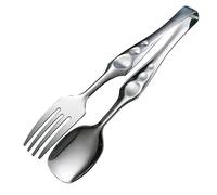 TOPXIAOBAO Stainless Steel Serving Tongs, 1 Pair, Silver