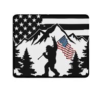 TopXmai American Flag Bigfoot Mountain Forest Mouse Pad, Funny Patriotic Adventure Lover Gifts, Patriotic Bigfoot Themed Mousepad for Computers Laptop Desk Home Office Dorm, 9.5x7.9 Inch,L033-SDB-ZH