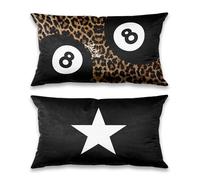TopXmai Preppy Y2K 8 Ball Trendy Leopard Star Print Pillow Covers 20x12 Set of 2, Funky Y2K Coquette Preppy Star Lucky 8 Ball Aesthetic Pillow Covers for Girls Apartment Dorm Room,A127