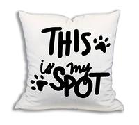 TopXmai This is My Spot Dog Cat Paw Prints Soft Pillow Cover Funny Pet Paw Decorative Pillowcase Pet Lover Farmhouse Decor Decorations for Home Bedroom Sofa Room Flannel Pillow Case 18 x 18 Inch