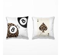 TopXmai Trendy Leopard Print Y2K Luck 8 Ball Pillow Covers 18x18 Set of 2, Funky Y2K Coquette Preppy Cheetah Ace of Hearts Poker Aesthetic Pillow Covers for Girls Room Dorm Apartment