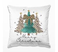 TopXmai Turquoise Cheetah Christmas Tree Pillow Covers 18x18, Western Christmas Decor, Coquette Leopard Print Bow Xmas Tree Decorative Pillow Covers for Home Bedroom Living Room,A196-B