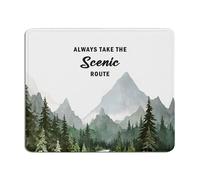 TopXmai Watercolor Green Mountain Forest Mouse Pad for Desk, Gifts for Travel Lovers, Rustic Always Take The Scenic Route Mouse Pads for Computers Laptop Desk Home Office Dorm, 9.5x7.9 Inch,L059