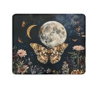 TopXmai William Morris Inspired Floral Moon Butterfly Mouse Pad for Desk, Vintage Dark Academia Moth Mouse Pads Mousepad for Computers Laptop Desk Home Office Dorm, 9.5x7.9 Inch，L054