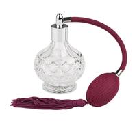 Topxome 100ml Clear Crystal Vintage Style Perfume Bottle Long/Short Spray Tassels Atomizer Pump Refillable Glass Bottles Lady Makeup Tool (Purple Red)