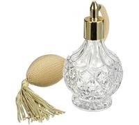 Topxome 100ml Clear Crystal Vintage Style Perfume Bottle Long/Short Spray Tassels Atomizer Pump Refillable Glass Bottles Lady Makeup Tool (Long Gold)