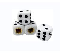 Topxome 4pcs/Set Universal Vehicle Wheel Stem Tyre Air Valve Stem Caps Dice Shape Universal Stem Covers for Cars, SUVs, Bike, Trucks (White)