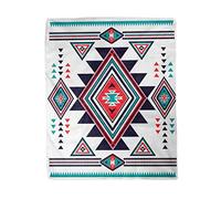 Topyee 130x150 cm Throw Blanket Blue Triangle Navajo Aztec Big Pattern Colorful Geometric Native Warm Cozy Print Flannel Home Decor Comfortable Blanket for Couch Sofa Bed